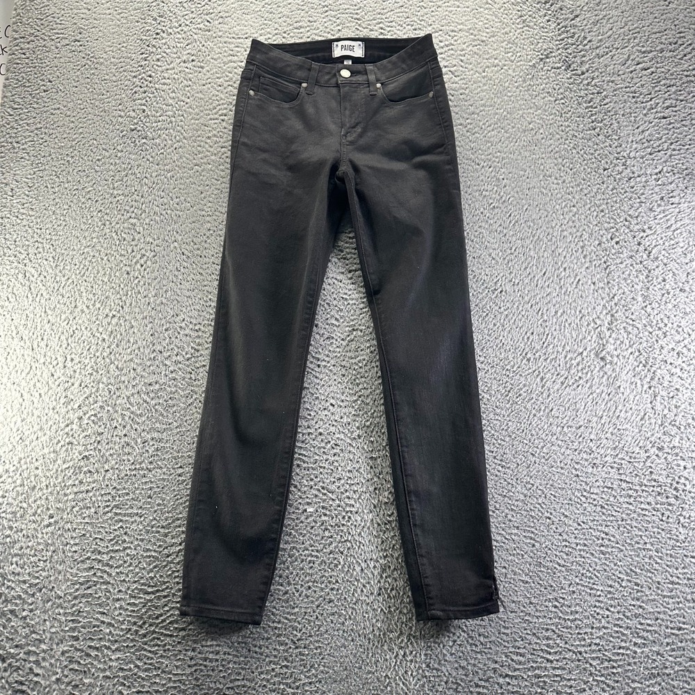 Paige Verdugo Jeans Women 24x28 Black Cotton Denim Skinny Ankle Workwear Stretch
